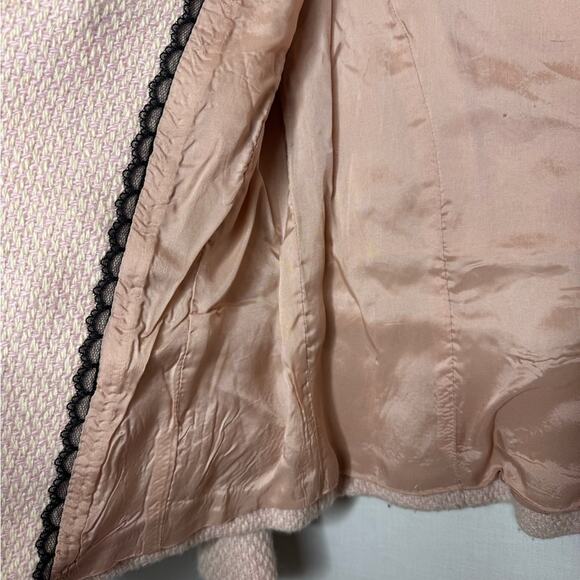 Elevenses Pink Tweed Blazer Back Bow Contrast Stitching Elle Woods Office Siren - Picture 9 of 10